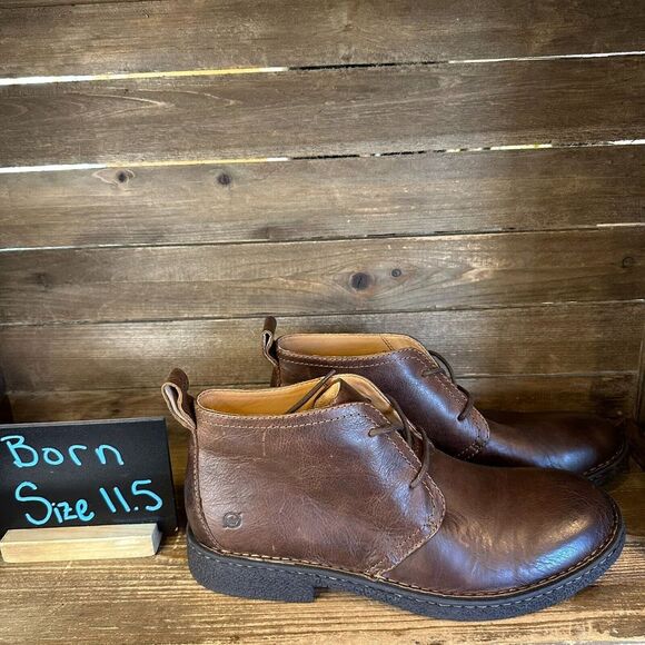 New NWOB Mens Born Bismark Brown Leather‎ Comfort Ankle Chukka Boots Size 11.5 M - Picture 1 of 6